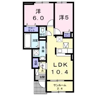 山鹿市中央通のアパートの間取り