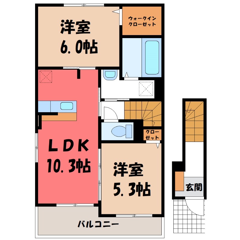 深谷市小前田のアパートの間取り