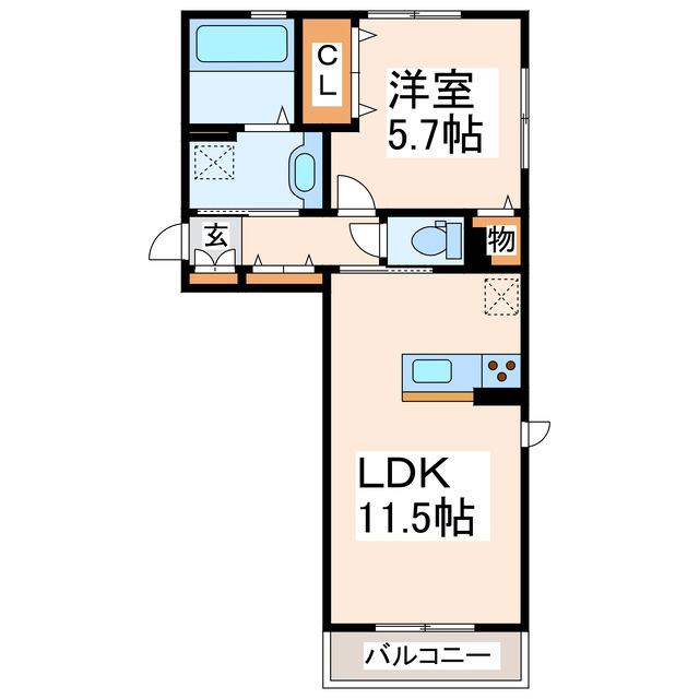 熊本市南区出仲間のアパートの間取り