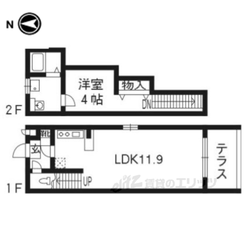 【京都市西京区山田上ノ町のマンションの間取り】