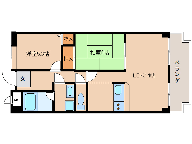 橿原市木原町のマンションの間取り