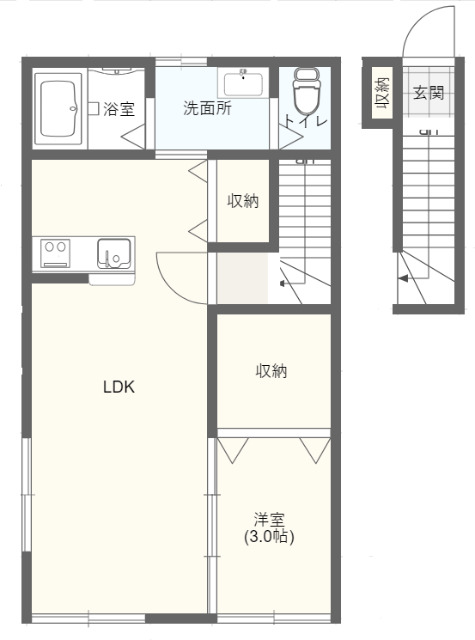 郡山市並木のアパートの間取り