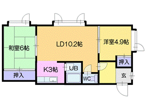 札幌市清田区平岡四条のアパートの間取り