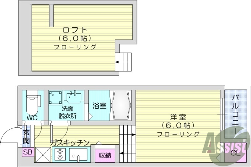 仙台市若林区大和町のアパートの間取り