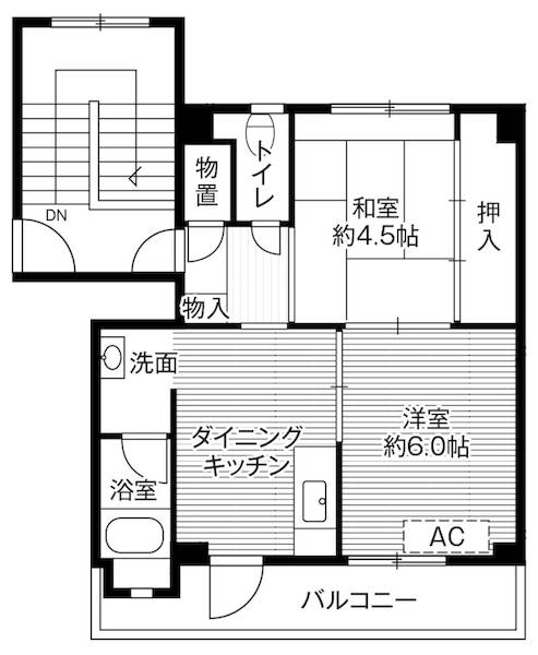 ビレッジハウス金ヶ崎1号棟の間取り