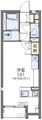 岡山市北区小山のアパートの間取り