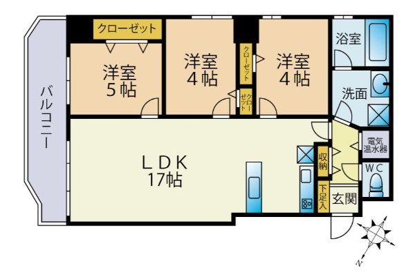 福岡市早良区西新のマンションの間取り