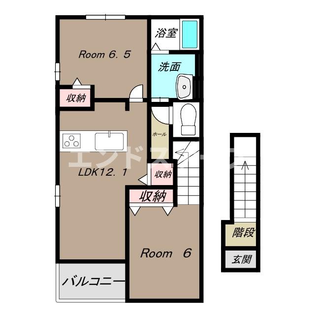 甘楽郡甘楽町大字上野のアパートの間取り