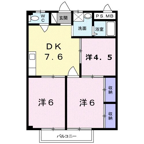 【四日市市東日野町のアパートの間取り】