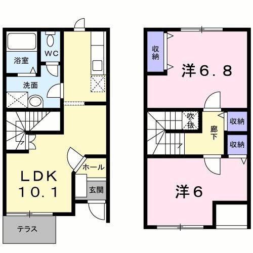 河北郡内灘町字向粟崎のアパートの間取り