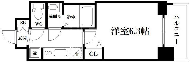 大阪市中央区内淡路町のマンションの間取り