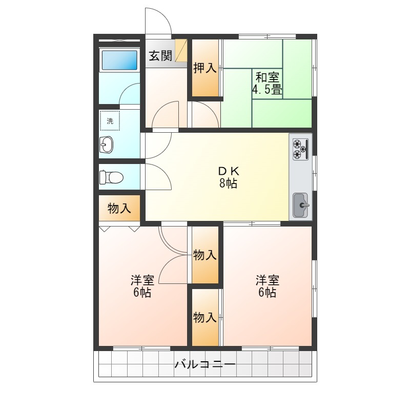 小松島市立江町のマンションの間取り