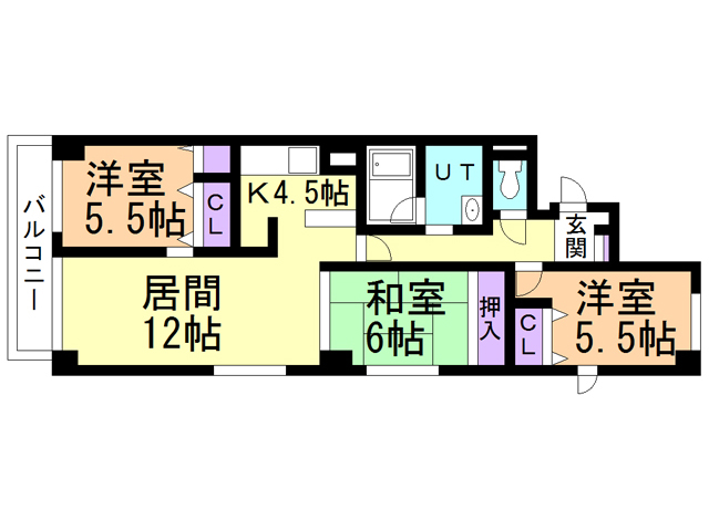 函館市豊川町のマンションの間取り