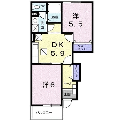 鹿児島市緑ヶ丘町のアパートの間取り