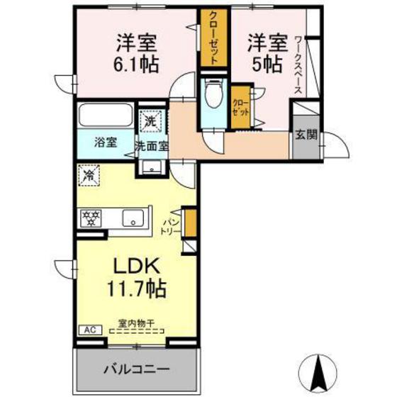 郡山市富田町のアパートの間取り