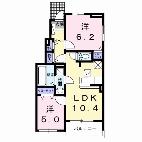 八王子市楢原町のアパートの間取り