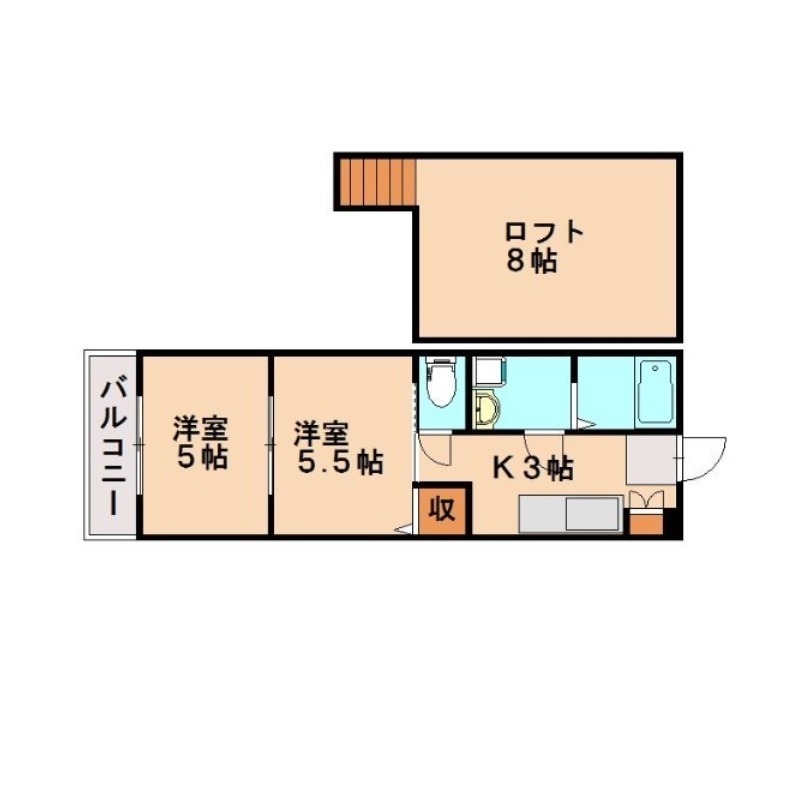 大野城市中央のアパートの間取り