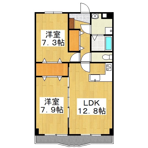 岡山市中区浜のマンションの間取り