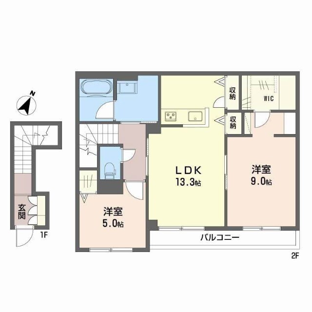 岡山市中区東川原のアパートの間取り