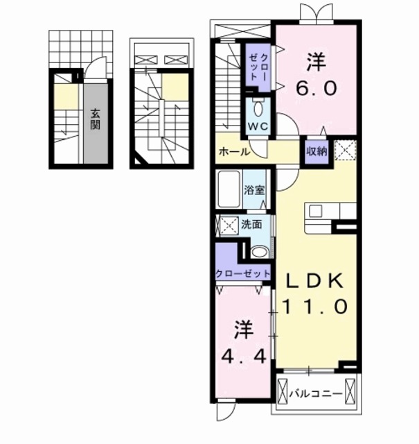 東大阪市豊浦町のアパートの間取り