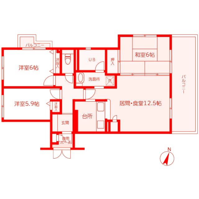 茅ヶ崎市若松町のマンションの間取り