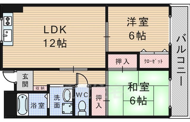 豊中市旭丘のマンションの間取り