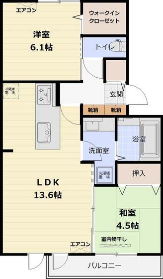 池田市石橋のアパートの間取り