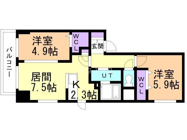 札幌市中央区南八条西のマンションの間取り