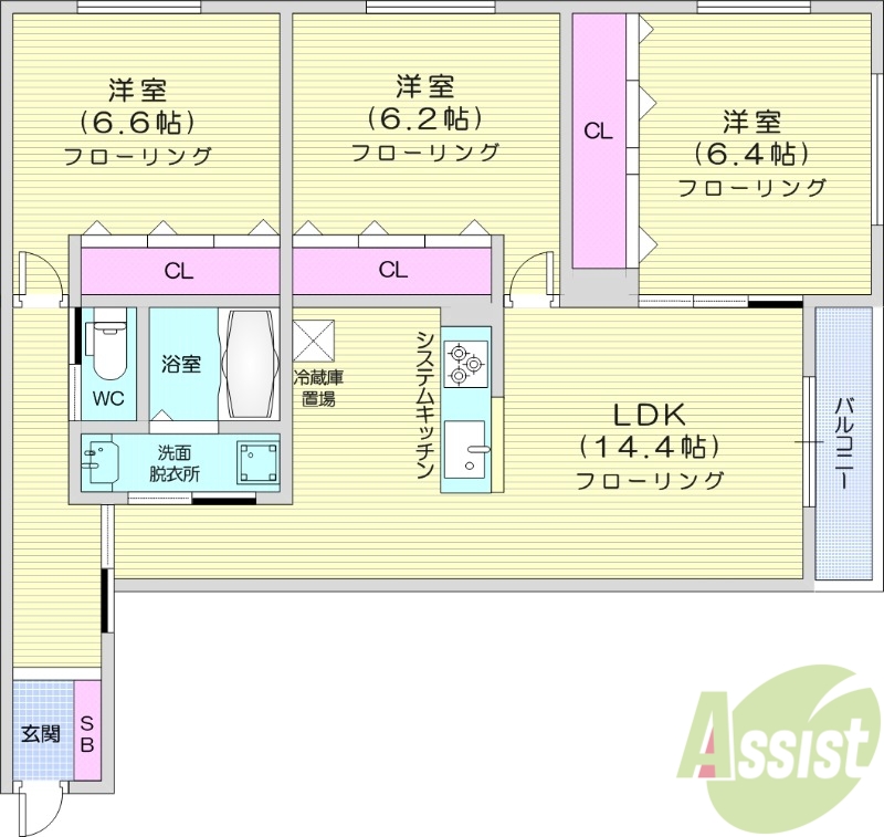 仮)グランメール白石中央2-4の間取り