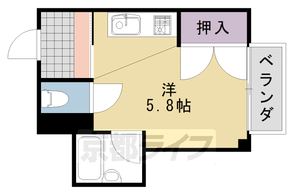 京都市西京区大枝塚原町のマンションの間取り