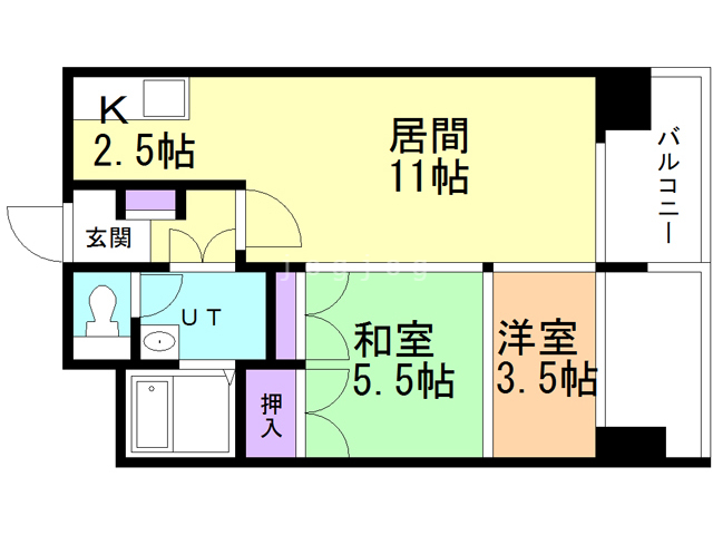 札幌市中央区南十二条西のマンションの間取り