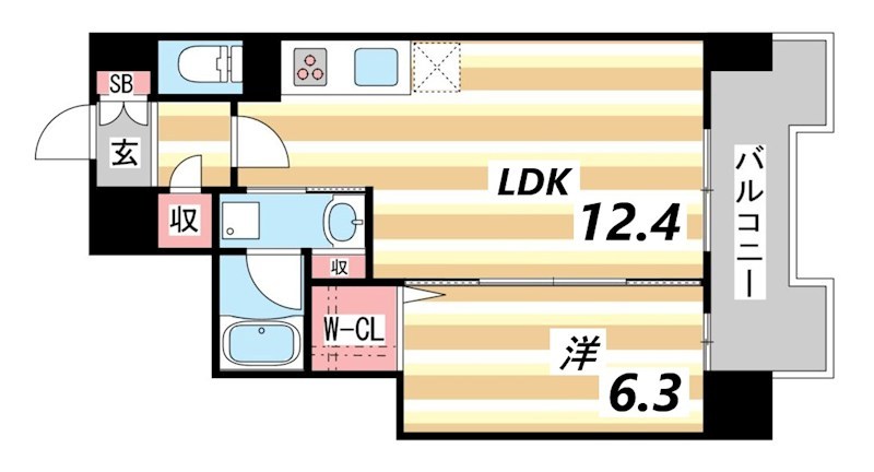 【神戸市中央区磯辺通のマンションの間取り】