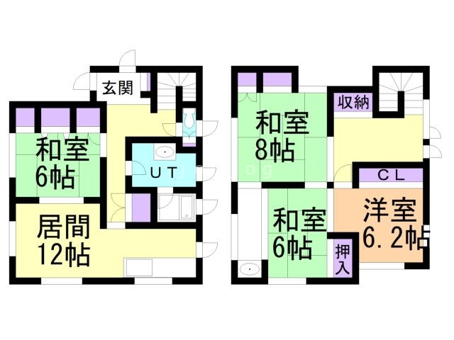 【美しが丘２－２貸家の間取り】