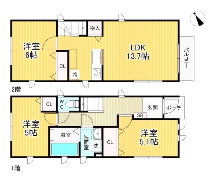 調布市入間町のアパートの間取り