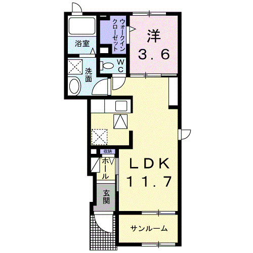 八代市松崎町のアパートの間取り