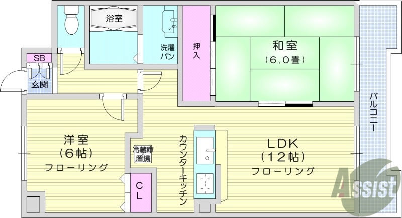 多賀城市浮島のマンションの間取り