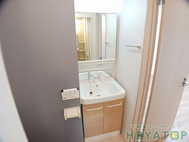 洗面設備　忙しい朝の身支度に便利なシャワー付き洗面化粧台