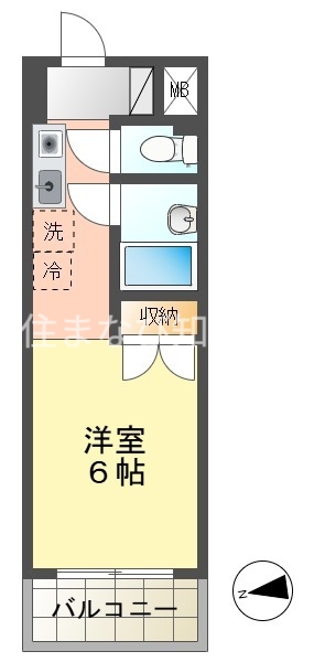 名鉄豊田線 豊田市駅 バス乗車時間：24分 最寄りバス停で下車 徒歩2分 6階建 築22年の間取り写真