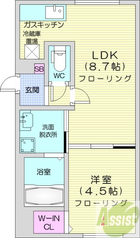 地下鉄東西線 西２８丁目駅 徒歩4分 4階建 築8年の間取り写真