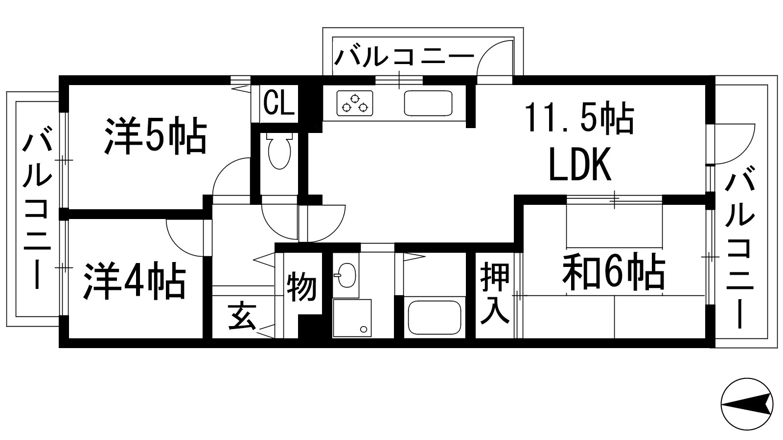 阪急宝塚線 池田駅 徒歩13分 6階建 築35年の間取り写真