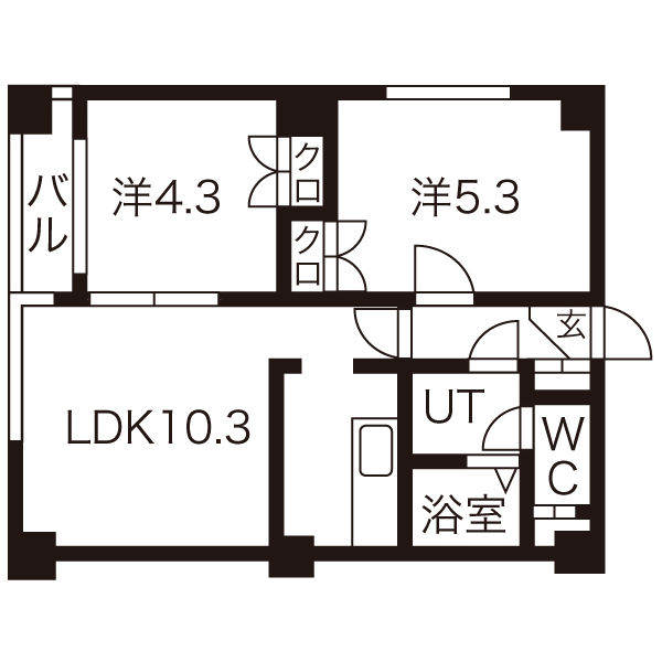 札幌市北区新琴似八条のマンションの間取り