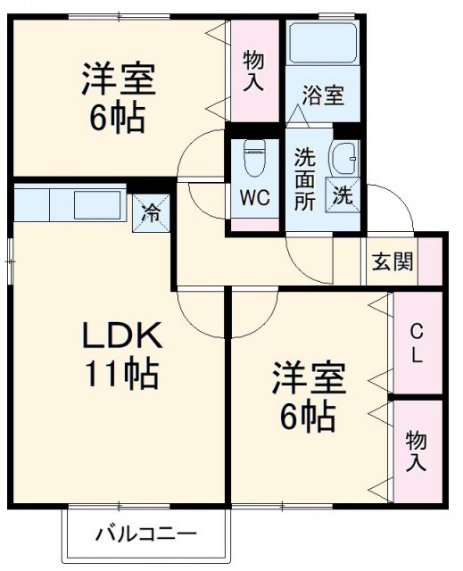 常陸大宮市石沢のアパートの間取り