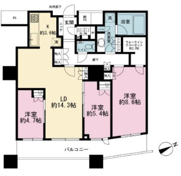 ザ・パークハウス西新宿タワー60の間取り