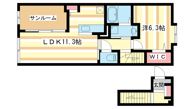 奈良市南京終町のアパートの間取り