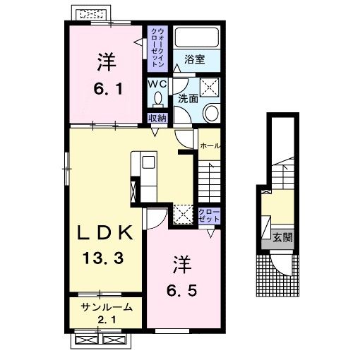 村上市塩町のアパートの間取り