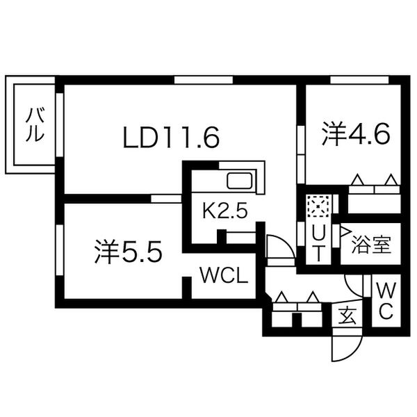 札幌市豊平区平岸二条のマンションの間取り
