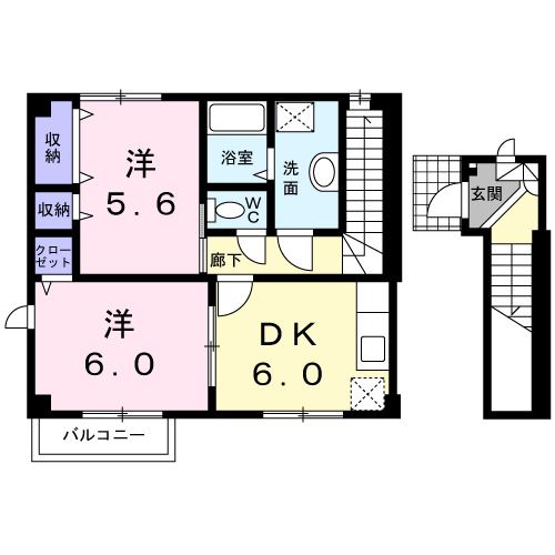 弘前市大字高田のアパートの間取り