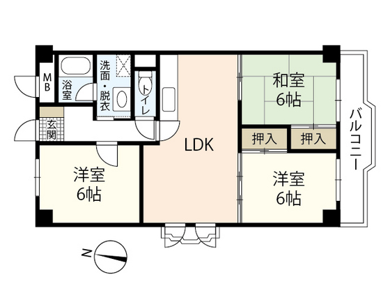 広島市南区皆実町のマンションの間取り