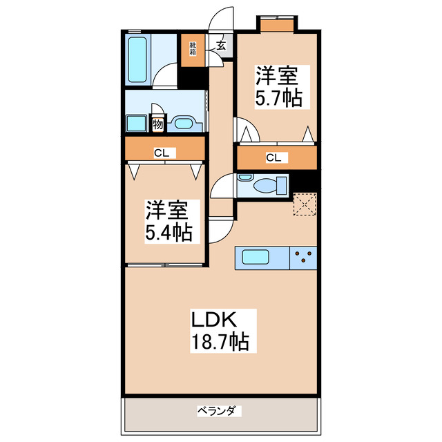 熊本市中央区新町のマンションの間取り