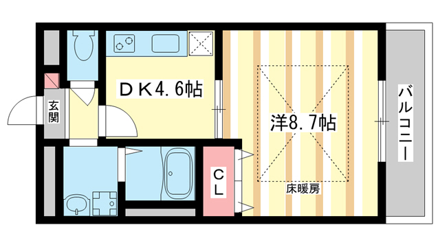 奈良市平松のアパートの間取り